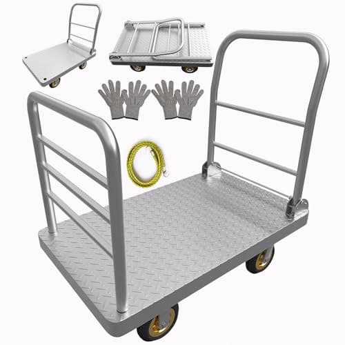 Chasesun 48" x 26" 2-in-1 Platform Truck Cart, 3650lbs Heavy Duty Flatbed Cart Dolly with Wheels, Industrial Cold Rolled Steel Push Cart for Warehouse