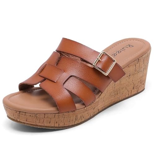 Ruiee Womens Wide Width Wedge Sandals. | Wide Width, Summer Platform, Wedge Heels, Strappy, Comfort Slip On, Casual Outdoor