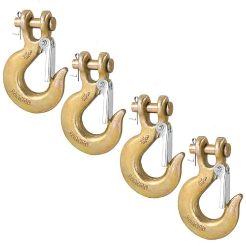 5/16" Clevis Slip Hooks with Safety Latch, Heavy Duty Forged G70 Tow & Winch Hooks for Truck, Trailer, 3/4" Opening, 14,000 lbs Capacity (4 Pack)