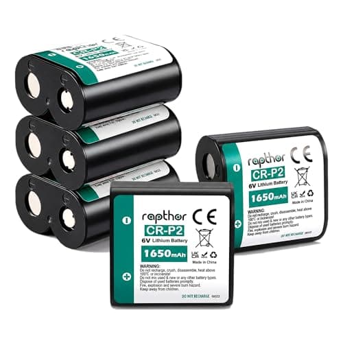rapthor CR-P2 Battery 5 Pack, 6V 1650mAh Lithium Photo Battery, CRP2 223A Replacement for DL223A, EL223AP, 2CR-P2, Cameras, Flash Units, Rangefinders,