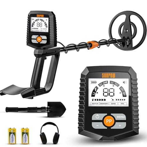 SUNPOW Metal Detector for Adults & Kids – Easy to Use & Assemble, Lightweight & Fun for Family Activities – Waterproof 8" Coil, 4 Modes, Bigger