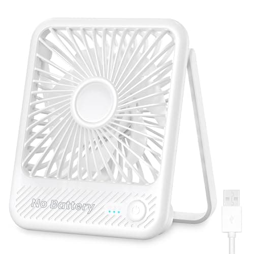 Koonie USB Desk Fan, Strong Wind Ultra Quiet Small Mini Fan | 180° Tilt Folding & 3 Speeds Adjustable, USB-C Corded Powered Personal Fan for Office