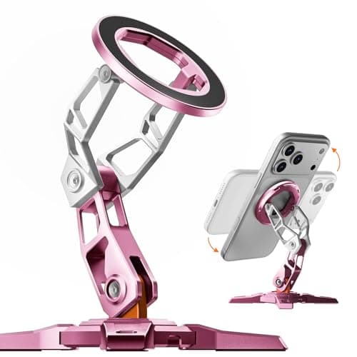 Desk Phone Stand, All-Metal Steel-Bone Design, Compatible with MagSafe, for Style-Driven Desk Setup, Studio, Office, and Creative Space, Neon Blush