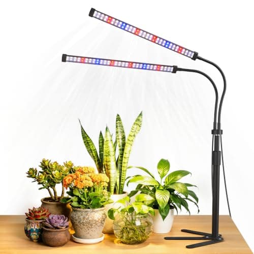 Grow Lights for Indoor Plants, Full Spectrum, Dual Head Tripod | 120 LED Dual Head Grow Light, Upgraded 9V System for Brighter Output, 9.8 to 35 in