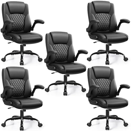 Leather Office Chair, PU Home Computer Desk Chairs with Ergonomic Back Support, 360°Swivel Free，Small Gaming Chair with Wheels and Adjustable