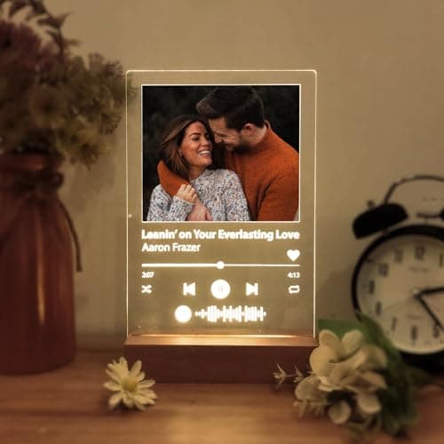 Custom Spotify Plaque Gifts for Women Men -Acrylic Scannable Music Sign - Custom Photo Song Album Cover Suitable For Customized Birthday Christmas
