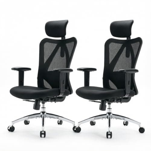 SIHOO M18 Ergonomic Office Chair, High Back Mesh Desk Chair with Adjustable Headrest & Lumbar Support, 330lbs Capacity Computer Chair with 2D Armrests