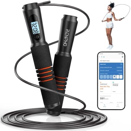RENPHO Smart Jump Rope - APP Data Storage & Tracking & Analysis, Tangle-Free Jumping Rope for Men, Women, Skipping Rope with Counter, Adjustable