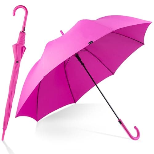 RUMBRELLA UV Stick Umbrella Auto Open UPF 50+ with J Hook Handle 51IN | Automatic Open Wind-Resistant Umbrella for Adults Fits 2 People, J Hook