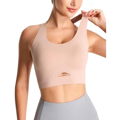 THE GYM PEOPLE Women's Cross Back Sports Bras Wireless Bra Padded Bralette | Low impact workout, Seamless, Keyhole cutout, Hook eye closure, Free