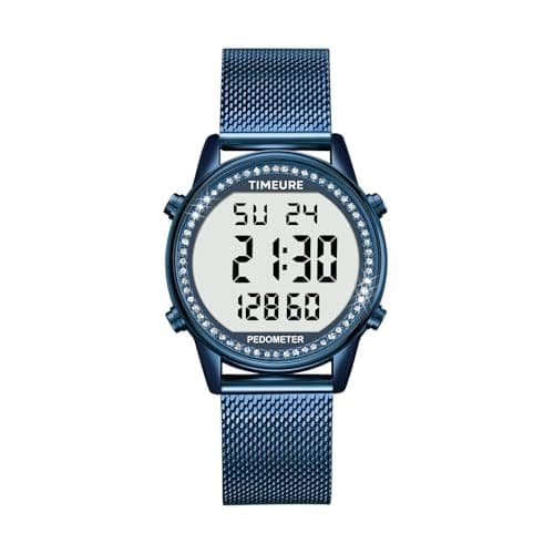 Women's Step Counter Pedometer Watch with Stainless Steel Bracelet, Stylish Design, No App, No Charging Needed for Step, Calorie, Distance, Alarm,