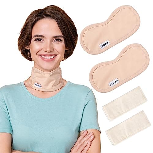 2PCS Castor Oil Pack, DEROWN Caster Oil Packs for Thyroid, Less Mess Made of Organic Cotton Flannel & Waterproof PUL, Reusable Massage Castor Oil Pack