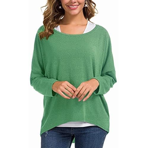 UGET Women's Oversized Baggy Tops Loose Fitting Pullover Casual Blouse T-Shirt Sweater Batwing Sleeve