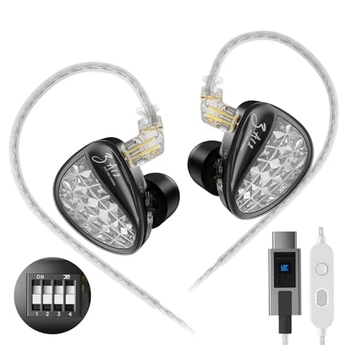 KZ ZA12 in Ear Monitor Headphones, 2DD+4BA Hybrid Drivers Sound Isolating IEM with 4-Level Tuning for Musicians, Engineers, DJs, Audiophile and