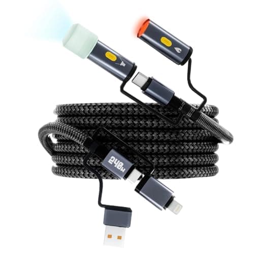 6-in-1 240W Multi USB C Cable with LED Lighting Ignition,USB-C Charging Cable Lightning Cable,Reverse Charging with USB-A Ports,Fast Charging