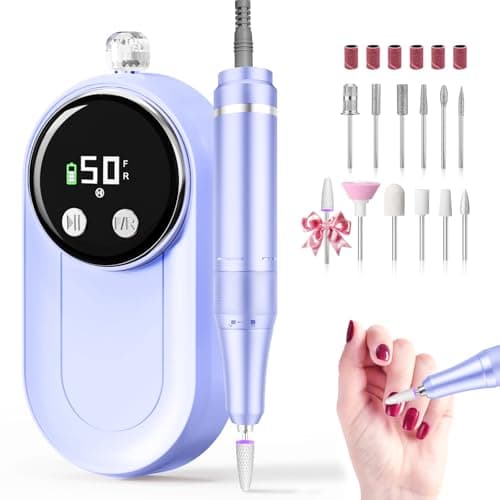 Electric Nail Drill, Professional E File 50000RPM, Machine Kit | Cordless Portable, Fast Acrylic & Gel Removal, Manicure & Pedicure, Precise Shaping,
