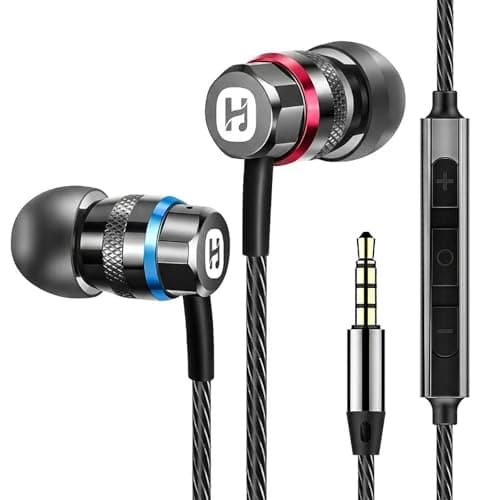 HIFI WALKER A1 Wired Earbuds with Microphone, Hi-Res 3.5mm Headphones Wired with Volume Control, Clear Calling Metal in-Ear Earphones for PC, Laptop,