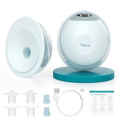 Paruu P20 Electric Breast Pump Hands Free, 4 Modes & 12 Levels Suction with 19/21/24mm Double-Sealed Flange/Insert, Wearable & Portable, Visual Design