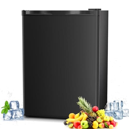 Antarctic Star Mini Compact Refrigerator with Freezer, 2.6 Cu.Ft. Single Door Adjustable Removable Shelves for Apartment/Dorm/Office,BLACK