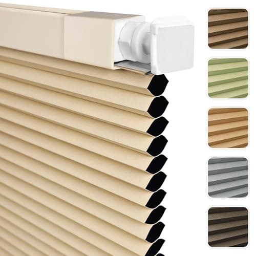 Shade&Beyond No Tools No Drill Cordless Cellular Shades, Blackout Light Blocking Honeycomb Shades for Home, Thermal Insulation&UV Protection Blinds