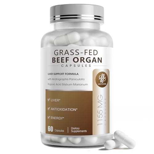 iMATCHME Grass Fed Beef Organ Supplement with Beef Liver & Adrenals, R-Lipoic Acid for Liver Detox, Antioxidant, Energy & Overall Health, 60 Count