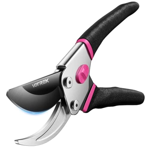 VOTREK® Bypass Pruning Shears, 8.5" Jam-Proof Spring Clippers for branches | Sharp & Anti-Rust SK5 Blade, Ergonomic Non-Slip Grip for Weak Hands,