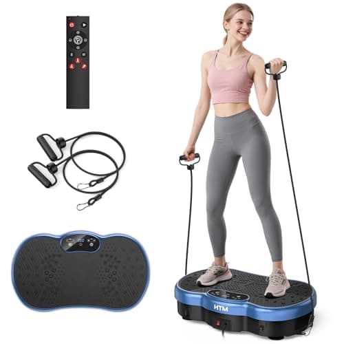 Vibration Plate Exercise Machine, Whole Body Shake Plate for Weight Loss Vibrating Platform with Resistance Bands Slot, 300 Lbs Capacity, 120-Speed, 9