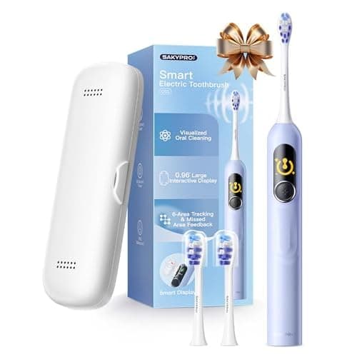 SAKYPRORAL Kids Electric Toothbrush for Boys Teens (6-15Y), Smart Screen with Brushing Score, Soft Bristles, Visual Timer for Braces, 150 Days Battery
