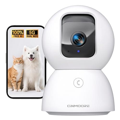 Upgraded 3K Security Camera Indoor, Free Time Lapse, AI Tracking & Face ID, PTZ 5G WiFi Dog/Pet/Baby Monitor Cameras for Home Security, Color Night