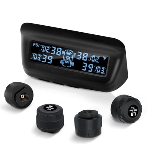 Masoll M13 Tire Pressure Monitoring System, RV/Trailer TPMS with 4 Sensors | Solar Charging, Auto Calibration, LCD Display, 0-99PSI, for