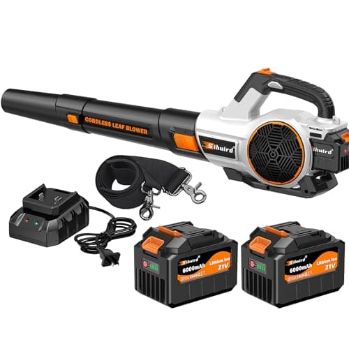 Sihuird Leaf Blower Cordless, 690CFM Electric Leaf Blowers with 2 x 6.0Ah Batteries and Charger, 1 x Adjustable Shoulder Strap, Blowers for Lawn Care,