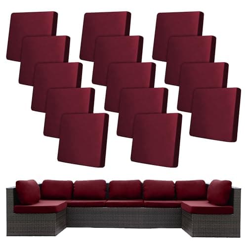 14 Piece Outdoor Cushion Covers, Patio Sofa Cushion Covers, Stretch Fit | 14 Piece Set, Outdoor, Stretch Fit, Washable, Patio Sofa Cushion Covers,