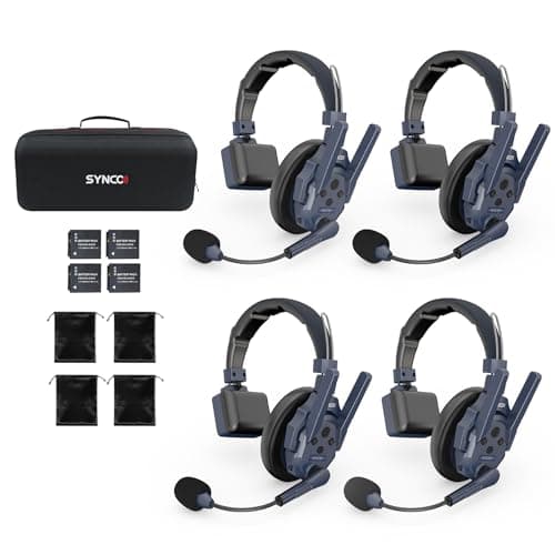 SYNCO XTALK Master 4 Wireless Intercom Headset System for Construction Comm | 4-User Wireless Intercom, Full-duplex Group Talk with 1640ft Range, ENC