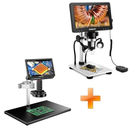 TOMLOV 4K Autofocus Microscope TM4K-AF Max, 10.1" HDMI Digital Microscope with Spin Flex Arm, Micro Soldering Microscope for Electronics Repair+DM9