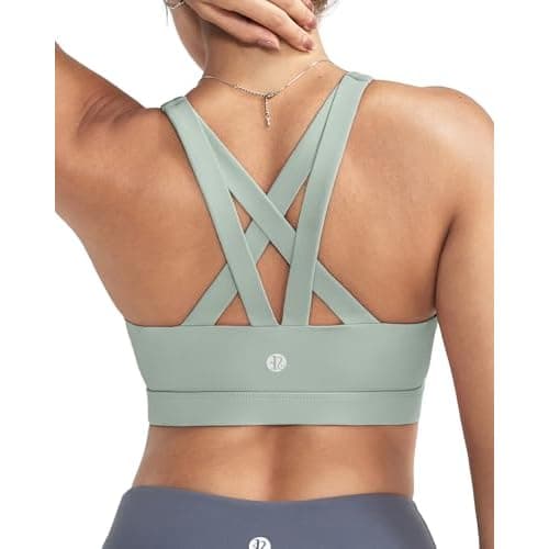 RUNNING GIRL Sports Bras for Women,Padded Strappy Sports Bras Criss-Cross Back Medium Support Sports Bras with Removable Cups