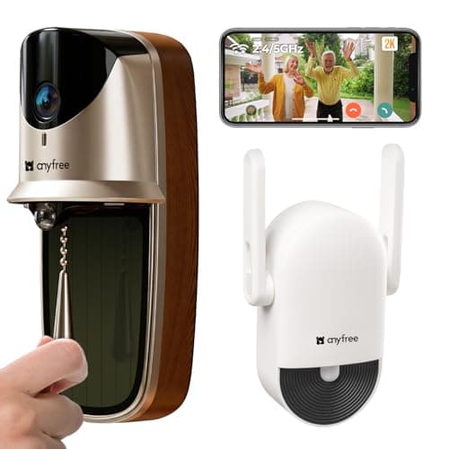 anyfree Solar Video Doorbells Camera Wireless with Chime Pro (2nd), 2K HDR Wide-Angle, AI Smart Motion Detection, 2.4/5G WiFi, 2-Way Talk, No