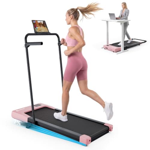 DeerRun Walking Pad with 6% Incline, 3 in 1 Under Desk Treadmill for Home Office & Small Spaces, 2.5HP Quiet Walking Pad Treadmill with 300lb