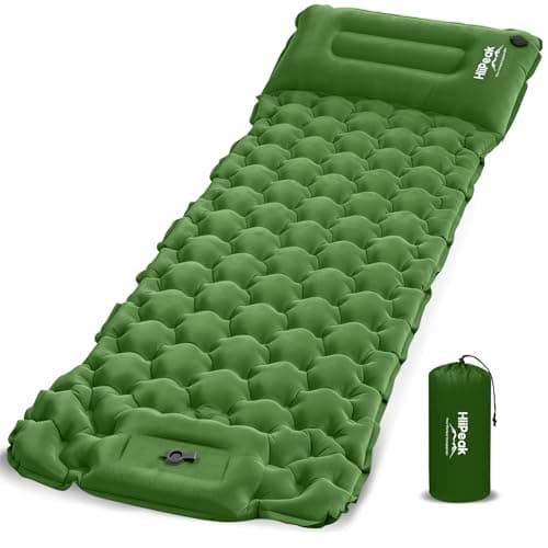 HiiPeak Camping Sleeping Pad, Suede Top Camping Mat with Pillow, Built-in Foot Pump Inflatable Sleeping Pads Compact for Camping Backpacking Hiking