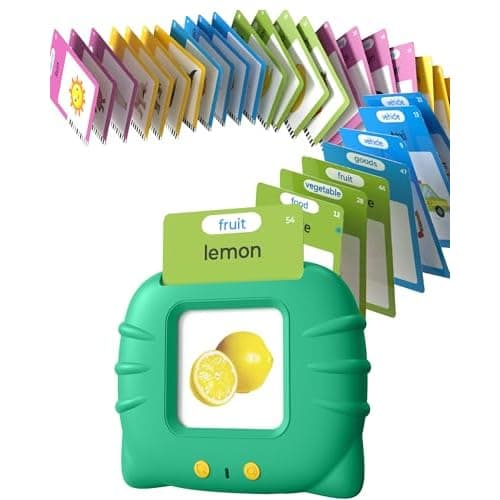 Airbition Talking Flash Cards for Toddlers 1 2 3 4 Year Olds, Green | Montessori Language Learning Toys with 224 Words, Pocket Speech Therapy