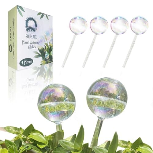 4PC Iridescent Self Watering Globes, Large Glass Rainbow Plant Watering Globes, Self Watering Planter Insert for Indoor and Outdoor, Plant Watering