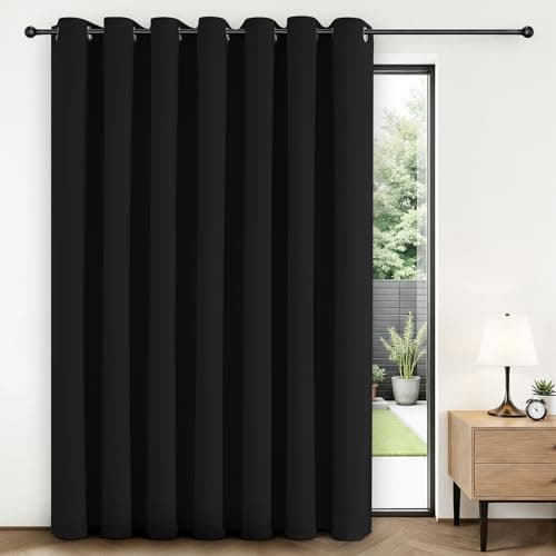 Joydeco Blackout Patio Sliding Door Curtains 84 Inches Long, Grommet Privacy Room Divider Curtains, Extra Wide Thermal Blackout Drapes for Bedroom