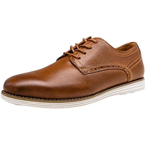 Vostey Men's Dress Shoes Leather Casual Oxford Shoes | Plain Toe,Brogue Punching,Business Casual,Derby Shoes,Formal,Lightweight,Comfort,Office,Wedding