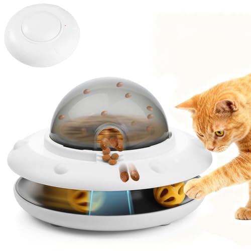 Interactive Cat Toys for Indoor Cats, Automatic Treat Puzzle Feeder,Kitten Toy,Slow Feeder for Digestion,Chase Track with Ball for All Breeds