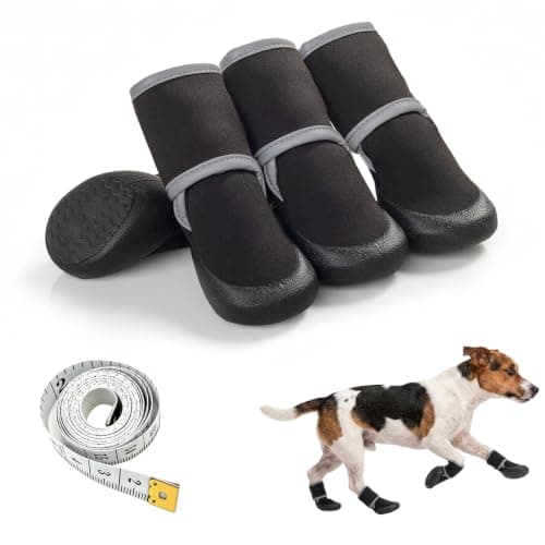 Dog Boots & Paw Protectors, Dog Shoes for Medium Large Dogs, Winter Snowy Day, Summer Hot Pavement, Outdoor & Indoor Hardfloors Skid-Resistant Sole,