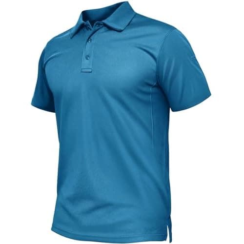 TACVASEN Mens Polo Shirts Short Sleeve Quick Dry Collared Shirt Performance Pique Polos for Athletic Tactical Golf Work