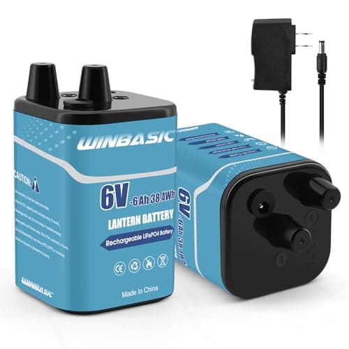 6 Volt Lithium LiFePO4 Heavy Duty Lantern Battery,Rechargeable Lithium Iron Phosphate Battery for 4R25 Lantern(Spring S2 Terminals) (2 Packs)