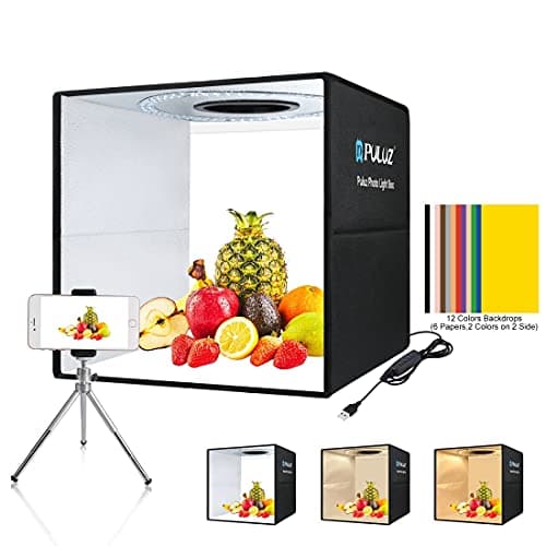 Photo Light Box 16"x16" 3s Quick Install Portable Studio Kit with Soft Light Cloth Professional Photography Equipment Adjustable White Light, Soft