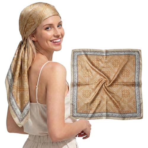 RIIQIICHY Head Scarf for Women Like Silk Satin Scarf for Hair Wrapping at Night Bandana Square Scarf for Sleeping 35 Inch
