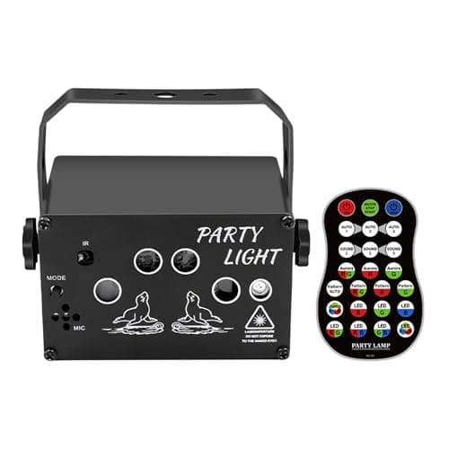USB-Powered 60-Patterns 240 Conbination Effects Stage Light Party Light UV & RGB Backlight Remote Control for Indoor Events, Birthdays, Halloween,