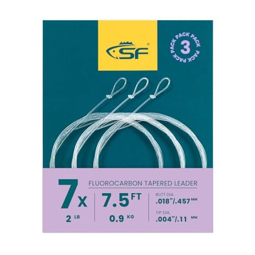SF 3 Packs Pre-Tied Loop Fly Fishing Tapered Leader Fluorocarbon 7.5FT 9FT 12FT 0X 1X 2X 3X 4X 5X 6X 7X